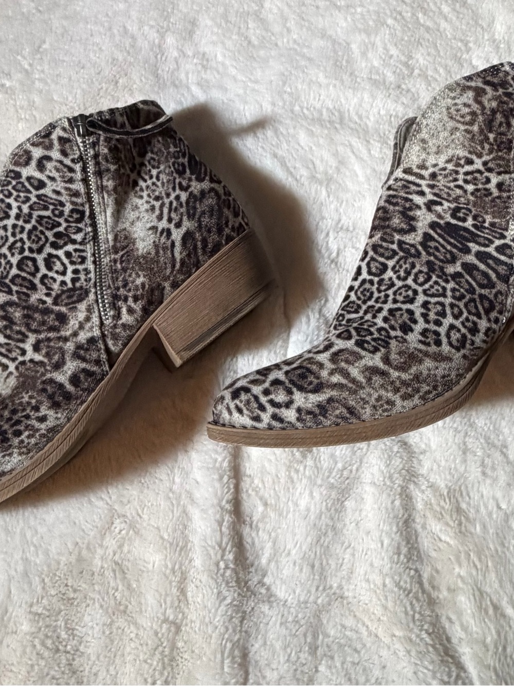 Very G Leopard Print Ankle Booties in Taupe and Brown